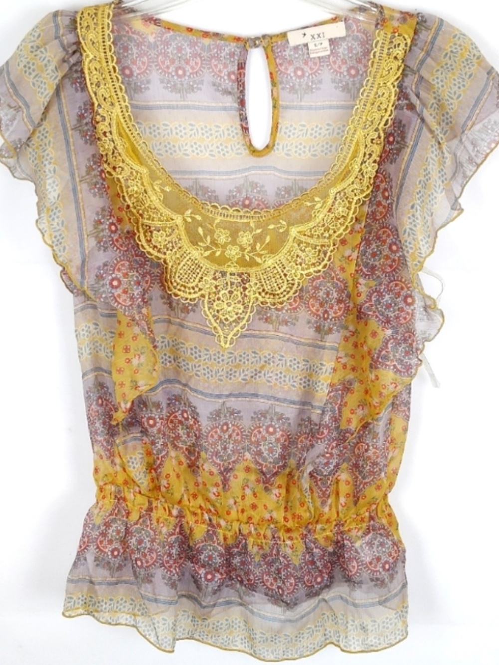 XXI by Forever 21 Floral Blouse Top Womens S Going Out Preppy Soft Girl Casual